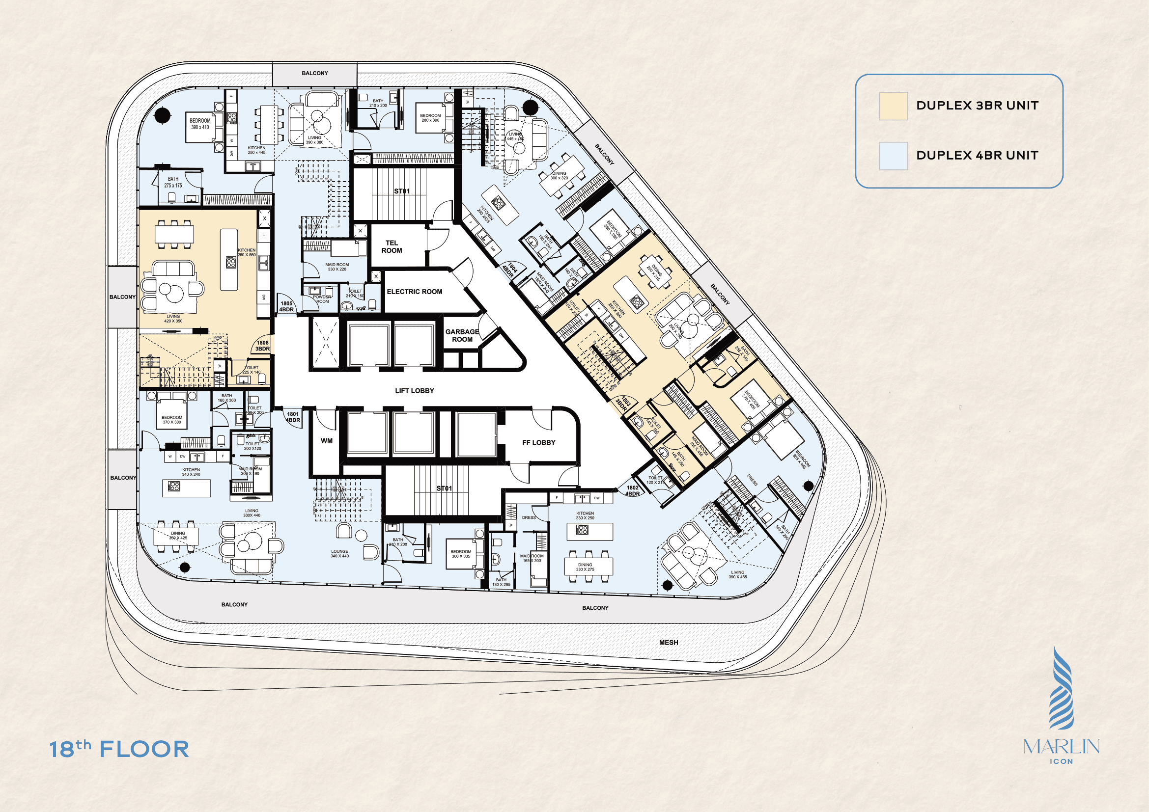 Duplex Lower Level Sheet (18th Floor)