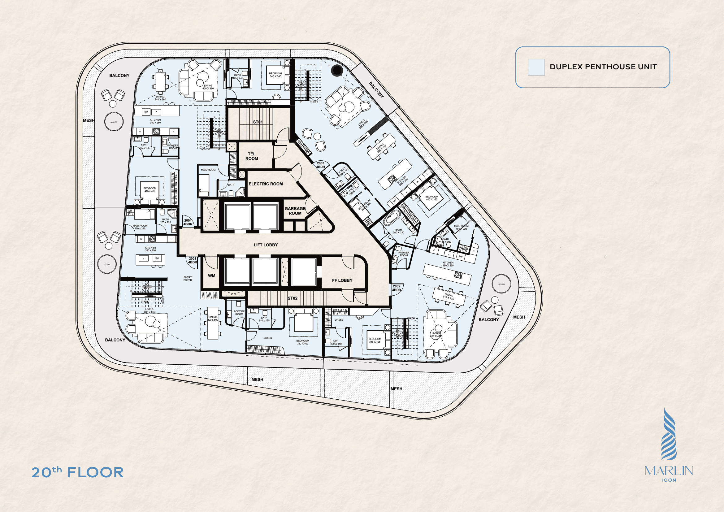 Duplex Penthouse Sheet (20th & 21st Floors)