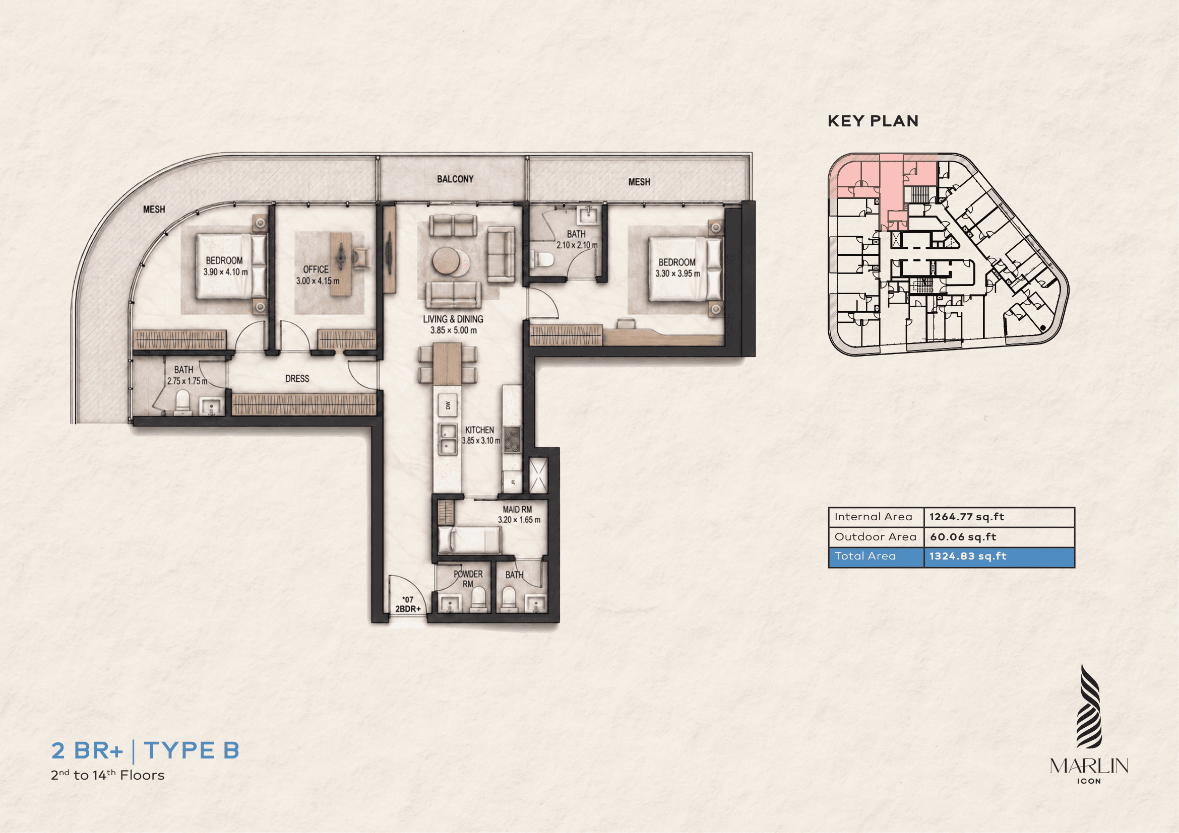 2-Bedroom Plus Residence — Type B