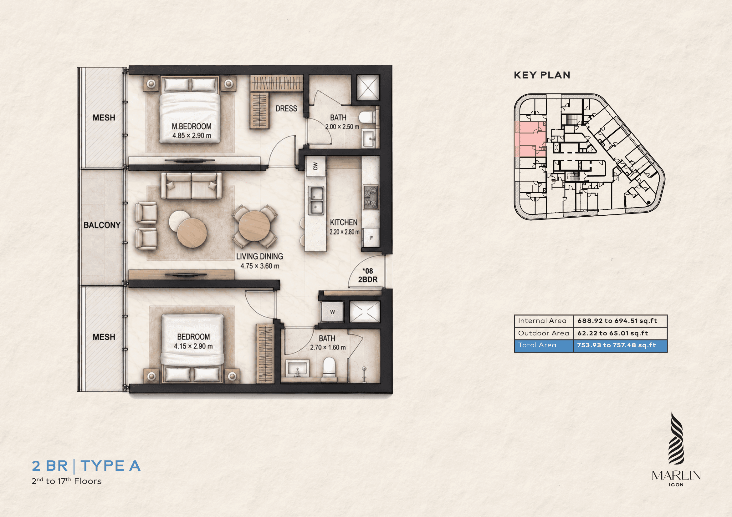 2-Bedroom Residence Layout (Type A)