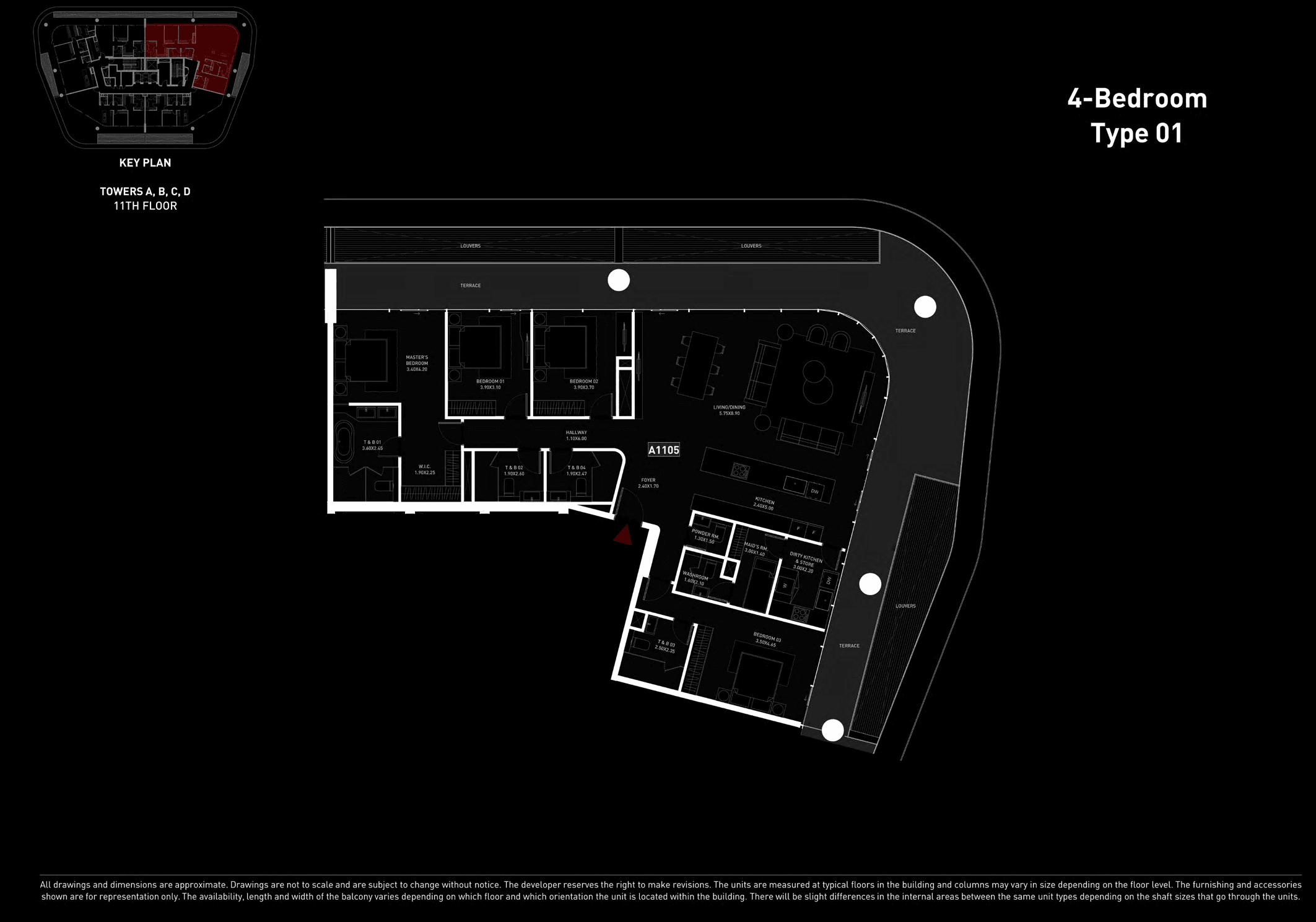 Plan Oficial din Catalog — Type 01 (3BR Colț, ~127 m²)